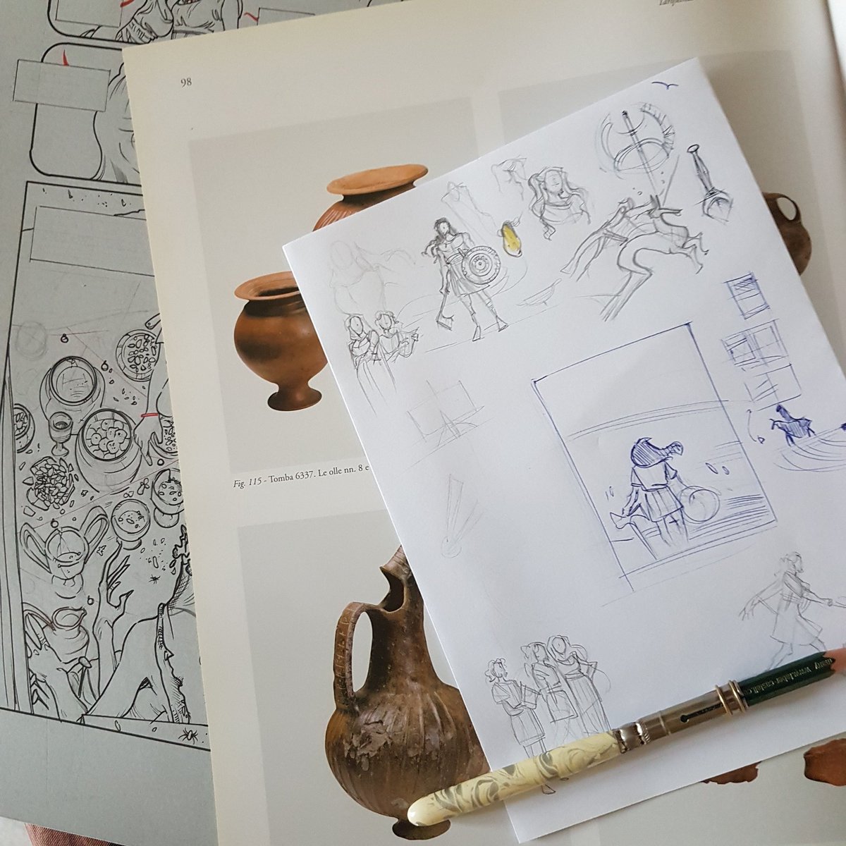 Moon_shade_'s tweet photo. Sketch, inks pages and archeological and etruscan resources for my comics Chiantishire 🏺 https://t.co/Q4nRM9fVFc