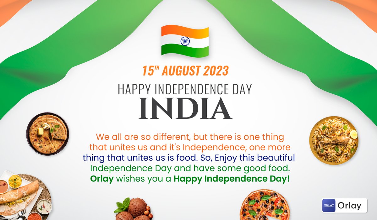 orlayofficial's tweet photo. Orlay wishes you a Happy Independence Day 🇮🇳
#IndependenceDay #IndependenceDay2023 #orlay #onlineorder #orderfood #buyonline #orlayorder #orlaybusiness #orlayofficial #food #foodie #jabalpur #jabalpurfoodies #jabalpurdiaries #jabalpur #jabalpur_city #foodie https://t.co/d0nY2S4Lmc