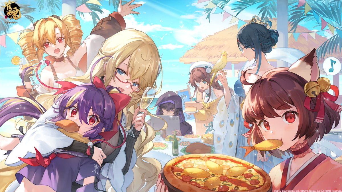 雀魂夏祭り開催記念イラスト】 雀士「一姫」「セイラン」「四宮 冬実
