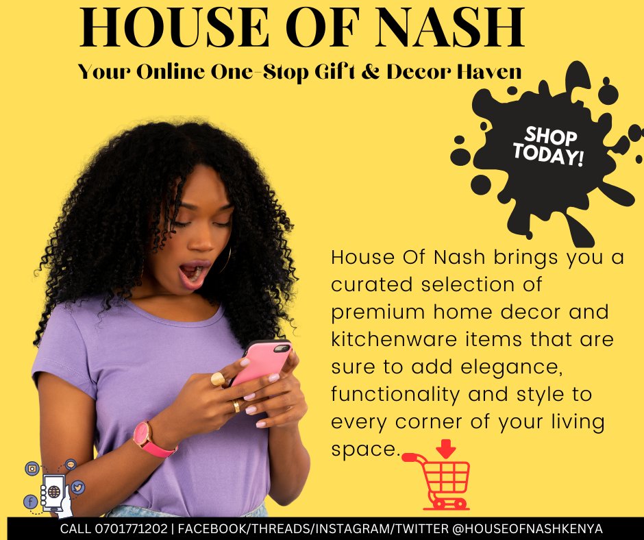 HouseOfNashKe's tweet photo. We are an online gift shop in Nakuru that brings you a curated selection of premium home decor and kitchenware  items that are sure to add elegance and style to every  corner of your living space. Call us today 
#houseofnashkenya #giftshopnakuru https://t.co/2NIBQahlvY