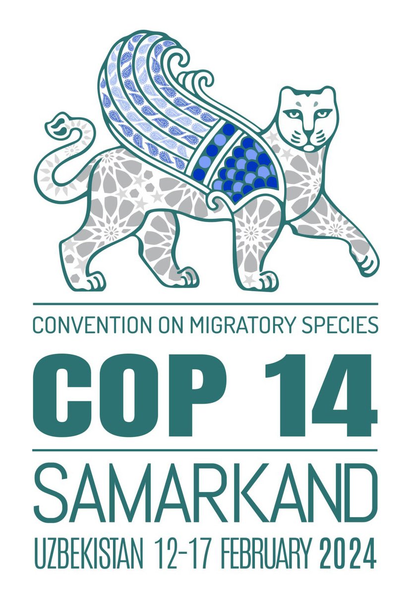 Official logo and slogan announced for the 14th Meeting of the Conference of the Parties to the Convention on Migratory Species. #CMSCOP14 is set to take place in the historic city of Samarkand, Uzbekistan, from 12 to 17 February 2024. Learn more: cms.int/en/news/offici…