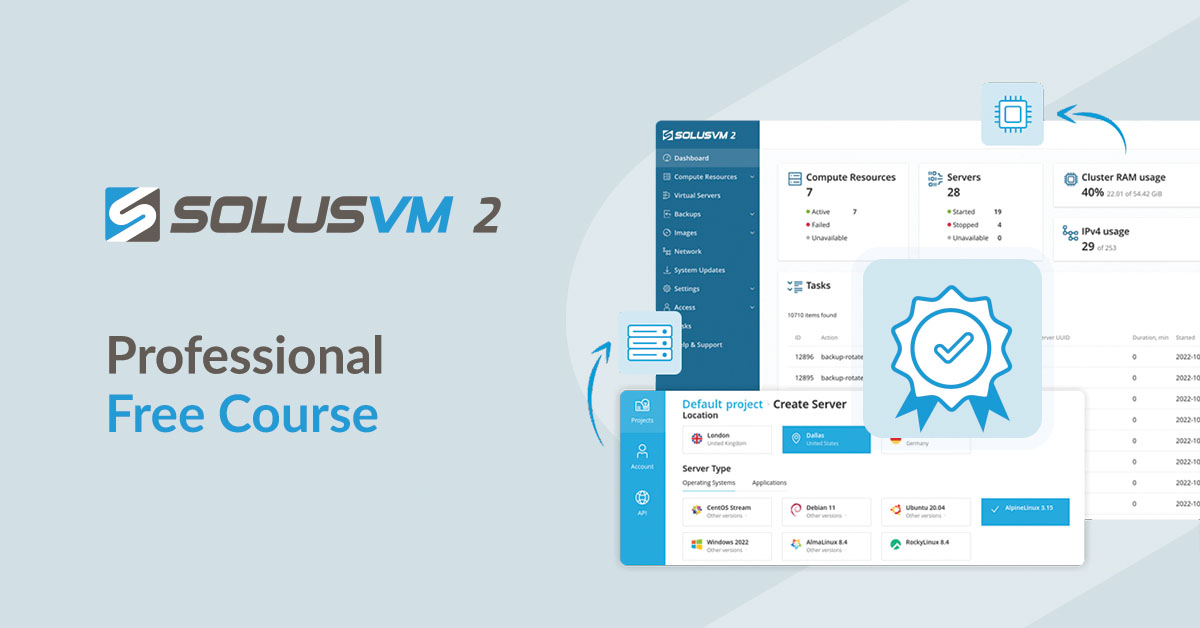 Plesk's tweet photo. Are you curious to start selling cloud VPS hosting?โจ
Try out the new SolusVM 2 Professional Course,
now available for free on the Plesk University portal.
๐ https://t.co/5VWJw60UHp #solusvm https://t.co/x5t3V3gGNt