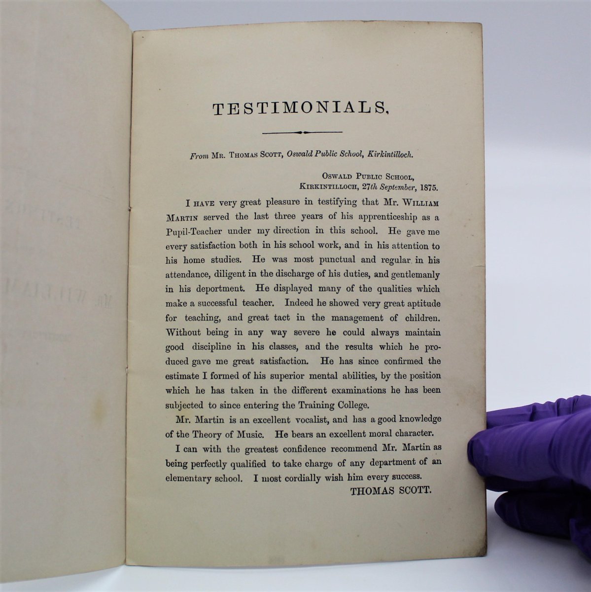 EDLC_Culture's tweet photo. It's #BackToSchool for East Dunbartonshire teachers today, and what a great job they do! ❤️ Here's a glowing recommendation from a local teacher back in 1875.
Good wishes for all those new teachers starting this term! ⭐️
#MuseumObjectMonday #Teachers #collections https://t.co/Xe8VcWdIHz