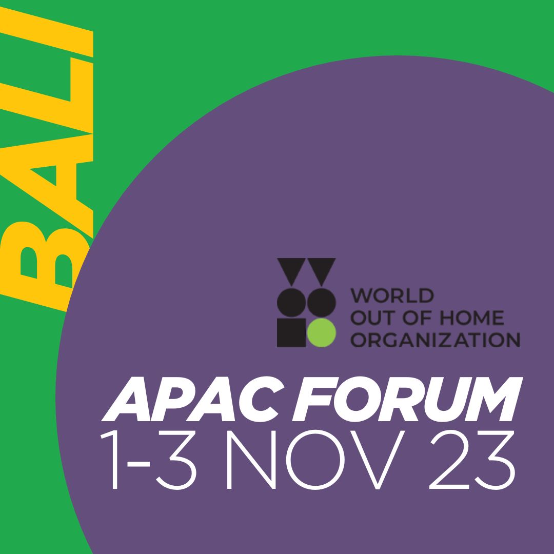 World Out of Home Organisation announces second APAC Regional Forum in November. bit.ly/3QDSUCj #OMAau @worldoohorg #APAC #OutdoorAdvertising #AlwaysOn
