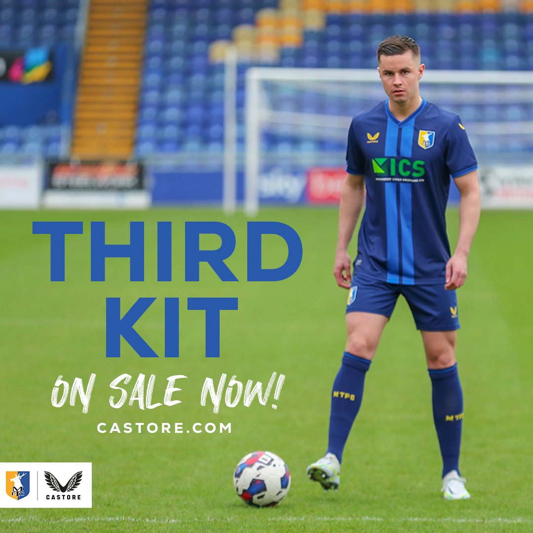 🛍️ Our 2023/24 third kit is available now in store and online at castore.com. #Stags 🔵🟡