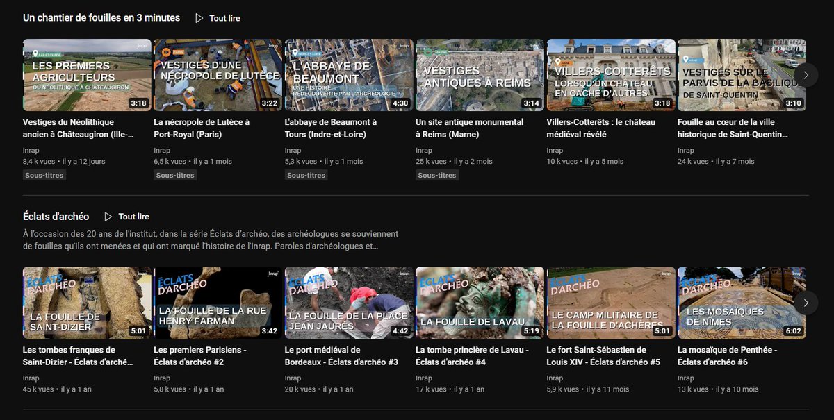 📽️ Envie d'en savoir plus sur l'archéologie préventive ? 
Reportages sur des chantiers de fouille en cours, séries vidéos et conférences sont à découvrir sur notre chaîne YouTube 👉 youtube.com/@Inrap