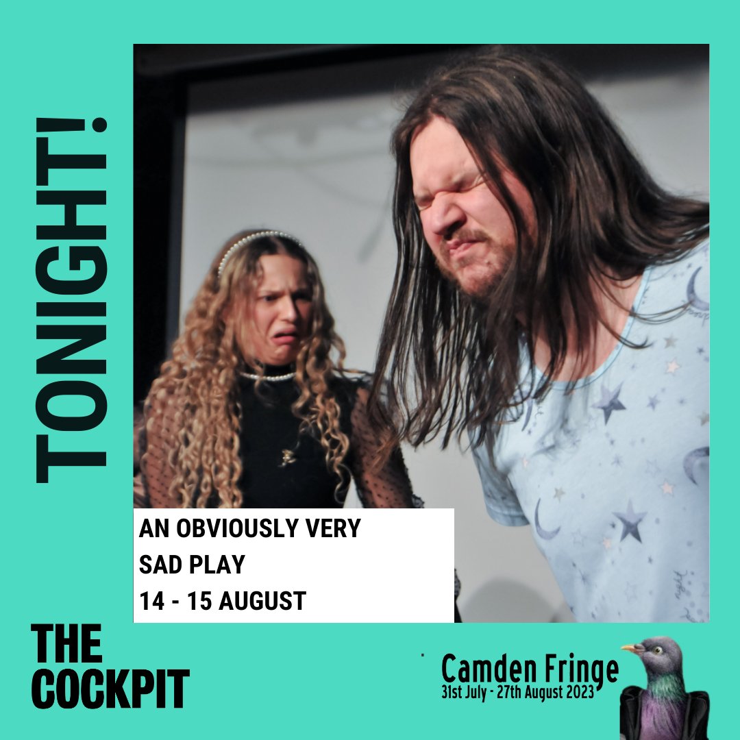 Opening TONIGHT! 

AN OBVIOUSLY VERY SAD PLAY 
14 - 15 August
Part of <a href="/CamdenFringe/">Camden Fringe</a> 

A highly-esteemed aristocrat has passed away. And you are invited to the wake. 

ow.ly/C1O250OHFKv
<a href="/ObviouslyATC1/">Obviously A Theatre Company</a> 
<a href="/izzyburton01/">Izzy Burton She/Her</a> <a href="/BenPaayne/">Ben Payne</a> <a href="/hannahalcockk/">Hannah</a> <a href="/theycallmeJackA/">Jack Ashley</a> 
#camdenfringe