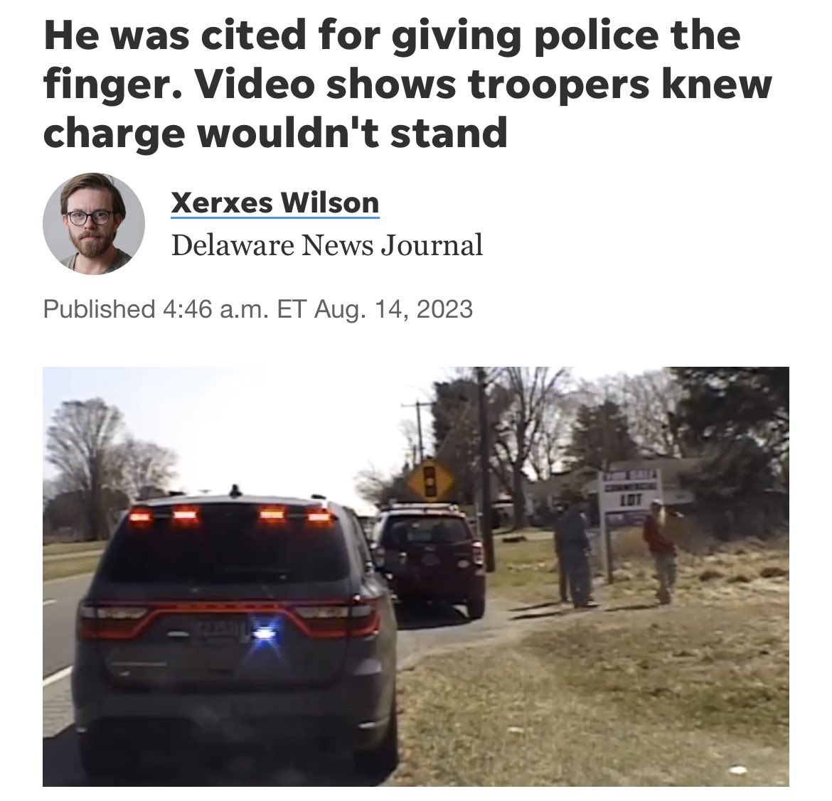 davenewworld_2's tweet image. Police in Delaware are caught on a dash cam conspiring to arrest a man for phony charges.

Imagine what these fascists used to do to innocent people before we had video footage.

delawareonline.com/story/news/loc…