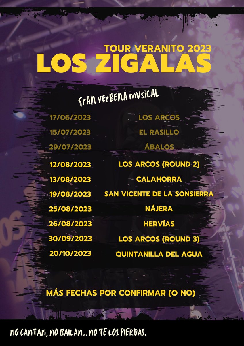 LosZigalas's tweet photo. Actualizamos fechas de los próximos conciertos amantes. https://t.co/mZnqSvmY3E