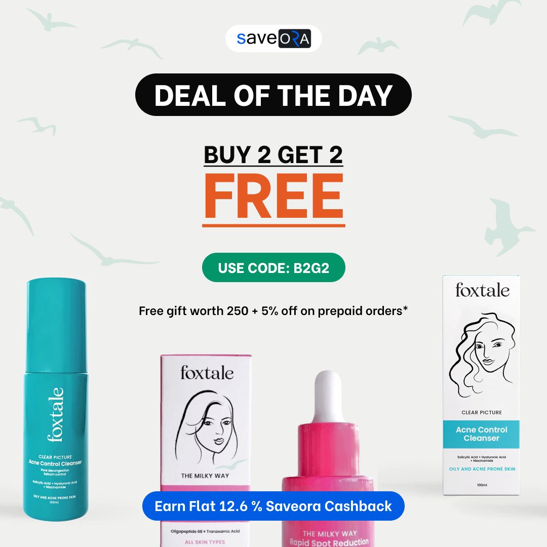 saveoraofficial's tweet photo. Take care of your skin and pamper yourself with Foxtale's incredible offer.✨

Link: https://t.co/wDoxGjDua9

#SaveBig #Saveora #Foxtale #Dealoftheday https://t.co/W67kUCQCJi