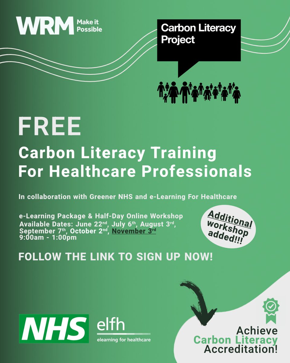 That's right, we're hosting another free carbon literacy workshop! Our previous CL workshops have been so well received, that we've been asked to hold another one on the 3rd of November this year.

Registration is now open: lnkd.in/e7hmcreY

#carbonliteracyproject