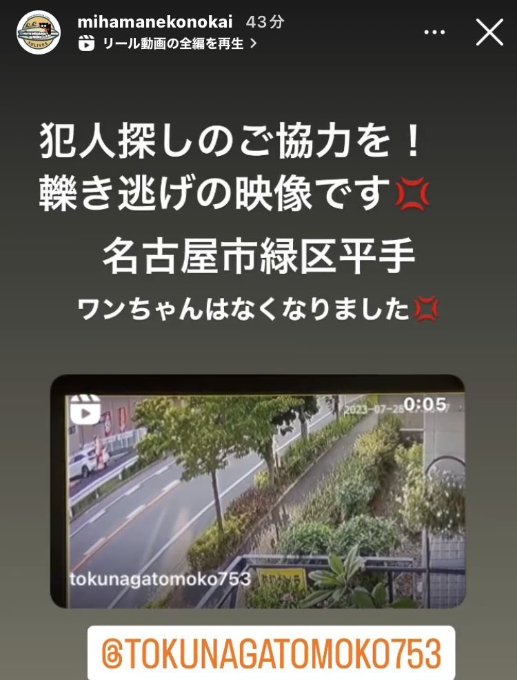 ChipChapel's tweet photo. 名古屋市緑区平手のひき逃げ犯人を探してます。 https://t.co/wfQMsYeFDb