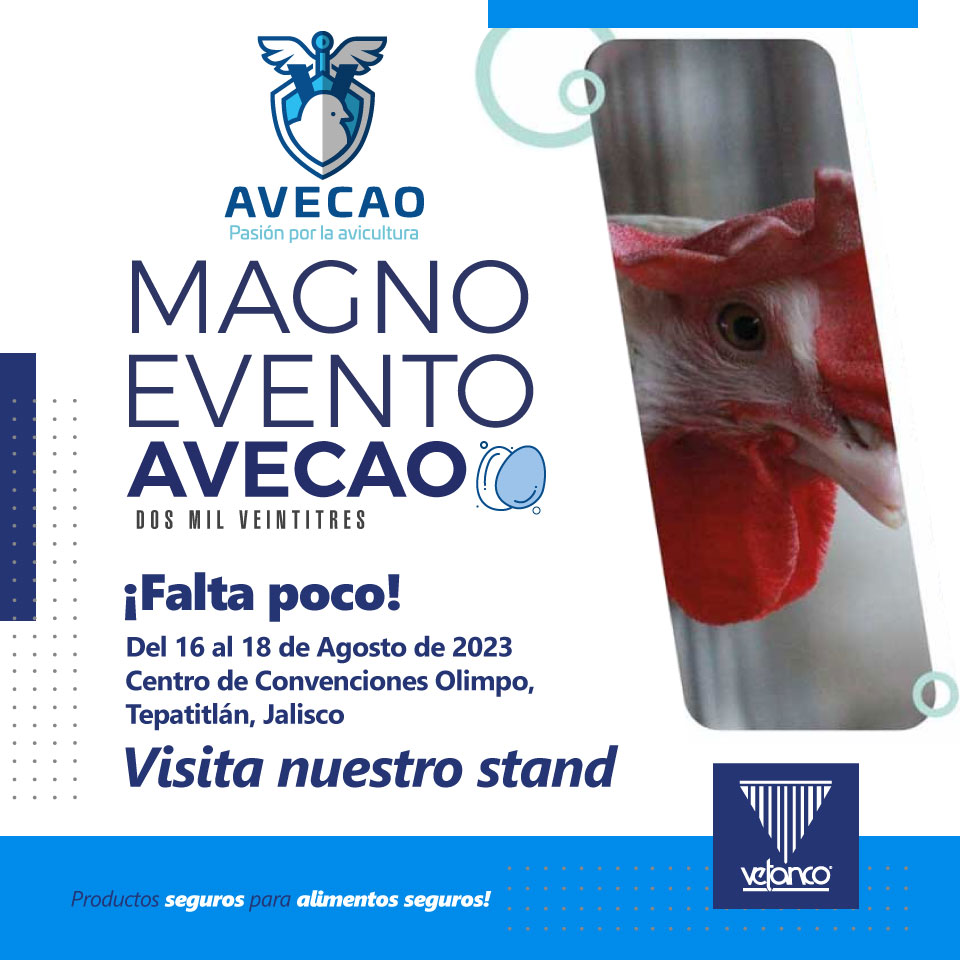 VetancoMexico's tweet photo. Falta poco para el inicio del Magno Evento AVECAO 2023, del 16 al 18 de agosto, Centro de Convenciones Olimpo, Tepatitlán, Jalisco.
Visita nuestros stand en el área comercial.

#VetancoMéxico #Vetanco #SomosVetanco #AVECAO #avicultura #Pollos https://t.co/ek6aek0WSD