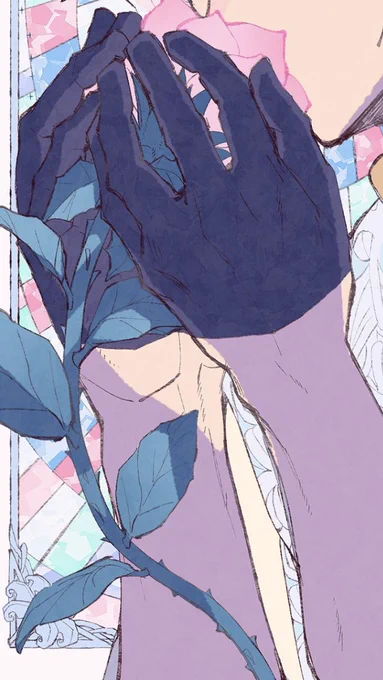別垢で描いた男だけどお花を包む手のふんわり感気に入ってるんで見てって 