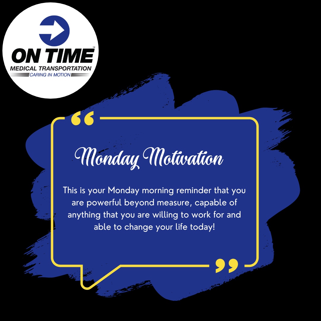 OnTimeAmbulance's tweet photo. Happy Monday! Let's make today the greatest day ever.
#MondayMotivation #CaringInMotion #EMSJobs https://t.co/yl7SQDXFWm