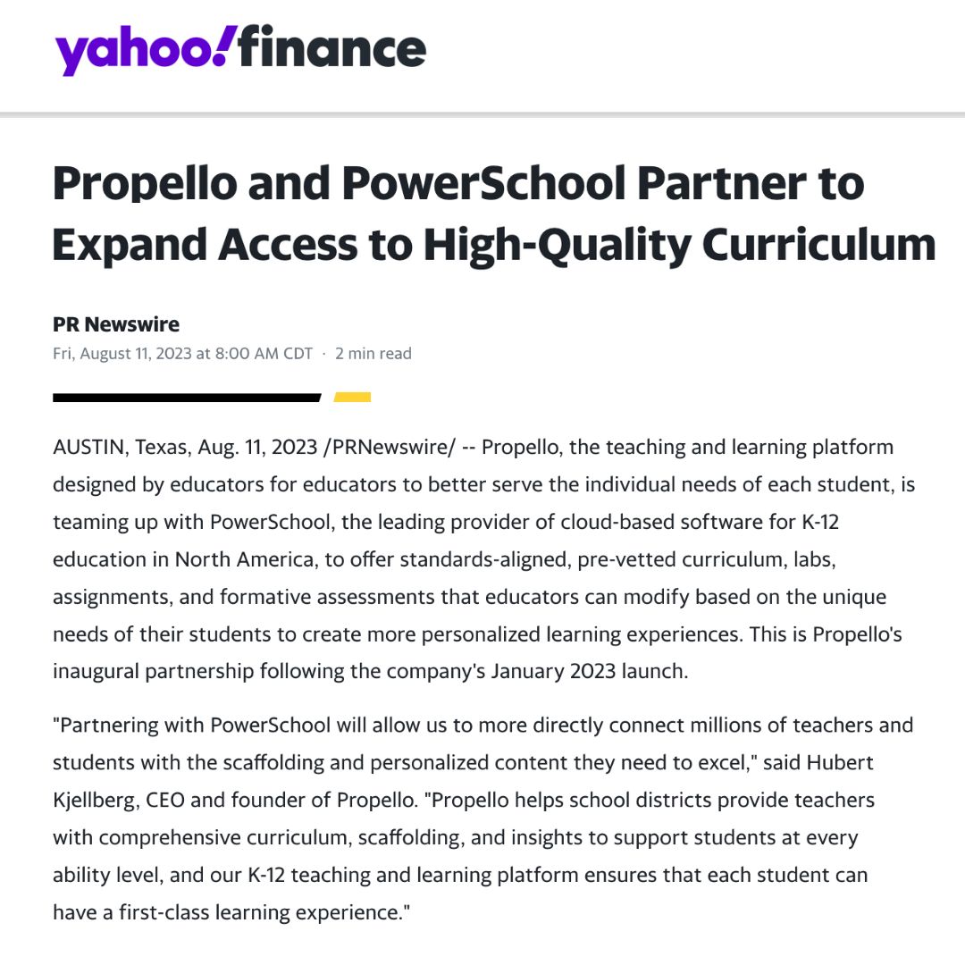 PropelloLearn's tweet photo. 📣BIG announcement📣

We're partnering with PowerSchool! This collaboration will provide educators and districts in the PowerSchool community direct access to our comprehensive, standards-aligned curriculum. 

Click the 🔗 below to learn more!
https://t.co/hvet1mfqRs https://t.co/ivKEenXnnz