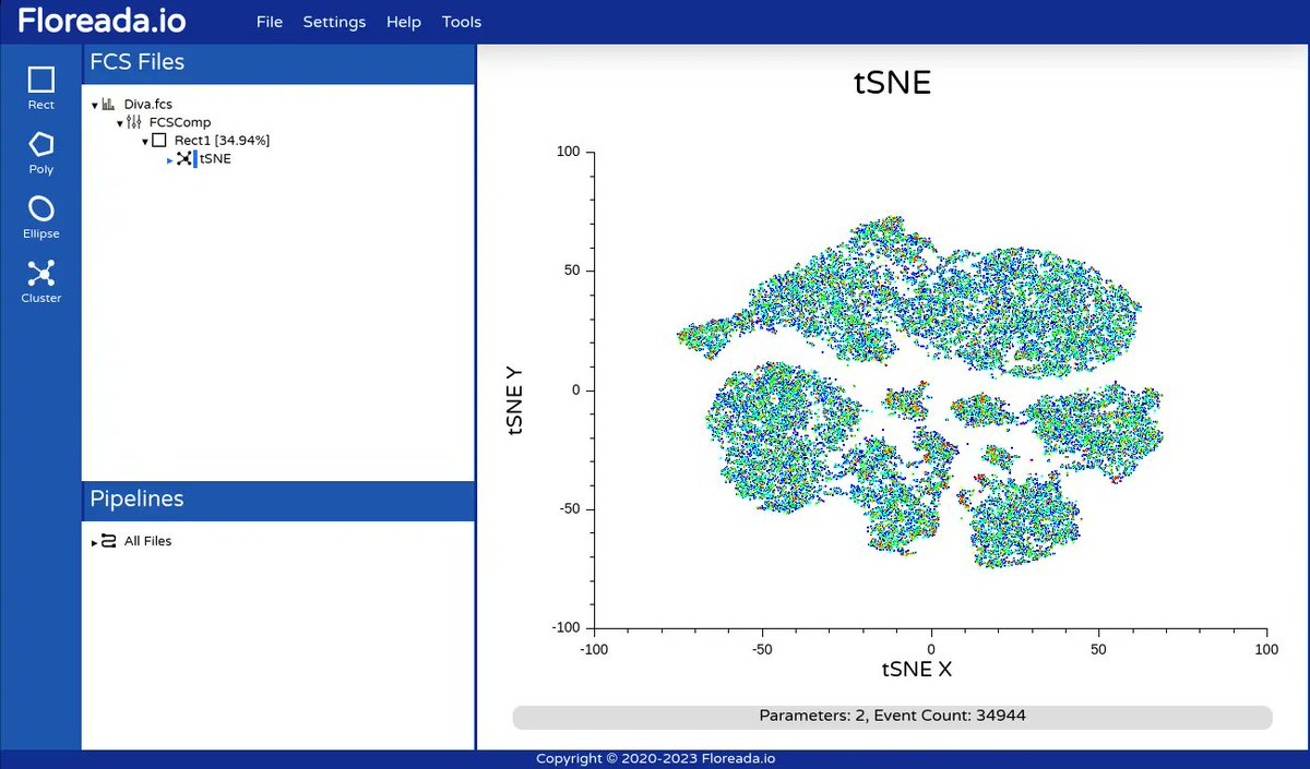 FloreadaCyto's tweet image. If you're looking for a free way to do t-SNE on your FCS data but don't want to learn R, we just added support to floreada.io. As always, everything is run locally in your browser and we never see your data. Try it out now! #flowcytometry #cytometry