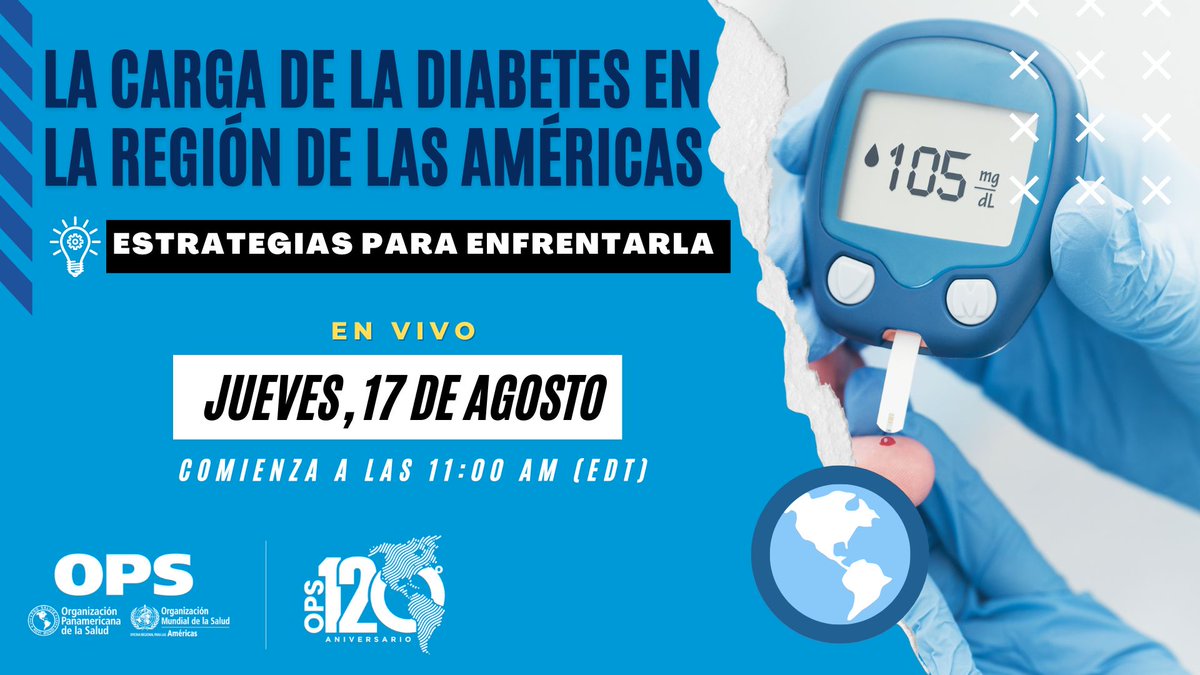opsoms's tweet image. 🔎 ¿Conoces el impacto de la diabetes en la salud?

Regístrate y participa del webinar “La carga de diabetes en la Región de las Américas y estrategias para enfrentarla” el jueves, 17 de agosto, 11:00 a.m. EDT.

🔗Regístrate aquí: paho-org.zoom.us/webinar/regist…