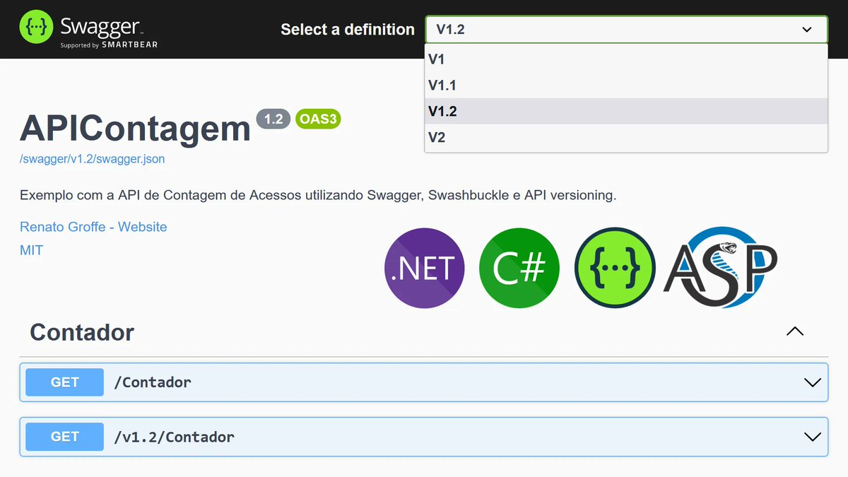RenatoGroff's tweet photo. Novo artigo no meu blog -> .NET 7 + Minimal APIs: versionando APIs REST de forma descomplicada -- Link: https://t.co/3Gni1m2LfC
#dotnet #dotnet7 #csharp #aspnetcore #openapi #swagger #backend #webdevelopment #apiversioning #microsoft https://t.co/IUHXsdMOJq