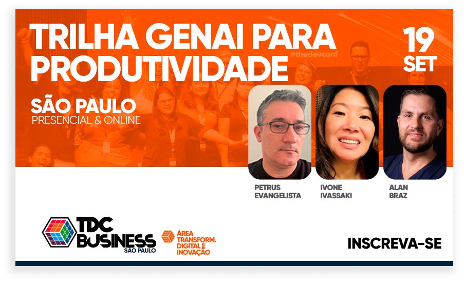 TheDevConf's tweet photo. 🚀 Vem pro #TheDevConf BUSINESS 2023, onde a tecnologia é nossa combustão e o conhecimento flui sem limites! 📢
Venha se conectar com mentes brilhantes na trilha GenAI para PRODUTIVIDADE😊

@Petrusje 
@ivonemi 
@alanbraz 

https://t.co/DnAhmabwNz https://t.co/wck5ZF8c2n