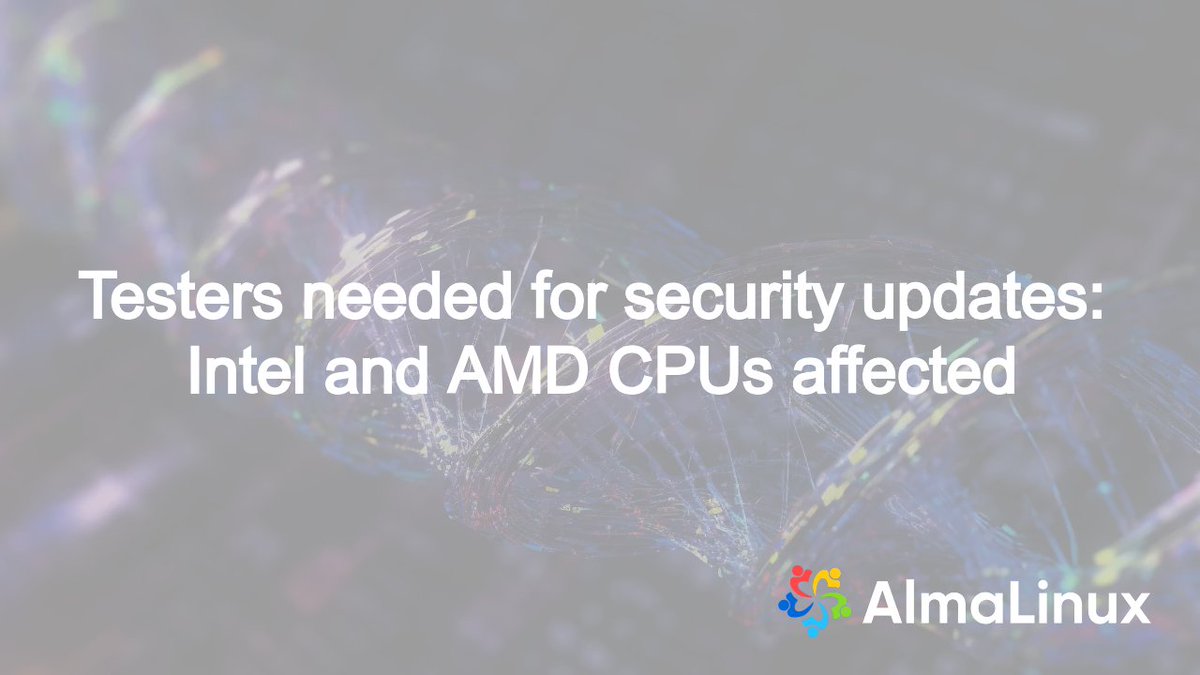 It's time! Now that we are not held to RHEL's release cycle, we are planning to release security updates as soon as we can. That means a testing repo, and testers wanted! almalinux.org/blog/testers-n… #linux #developers