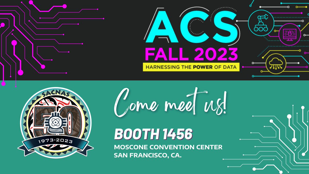 SACNAS's tweet photo. Calling all Chemists! 📣 SACNAS is meeting with @AmerChemSociety at the #ACSFall2023 Conference!

Come meet our team in the Expo Hall!

Monday, August, 14, 2023 11:00am - 5:00pm 
Tuesday, August 15, 2023 - 11:00am - 5:00pm 
Wednesday, August 16, 2023 - 10:00am - 2:00pm https://t.co/i4N61vlISB