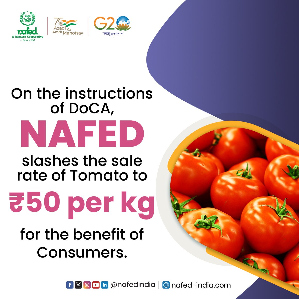 #NAFED's newest offering
#TomatoPrice #TomatoPriceHike #Tomatoes #tomatoesprice #SahakarSeSamriddhi #cooperativesociety #tomatoinflation #inflation 
@PMOIndia @nstomar @AmitShah @PiyushGoyal @rohitksingh @RiteshIAS @AshwiniKChoubey @RajKSinghIndia @PIB_India @PIB_India