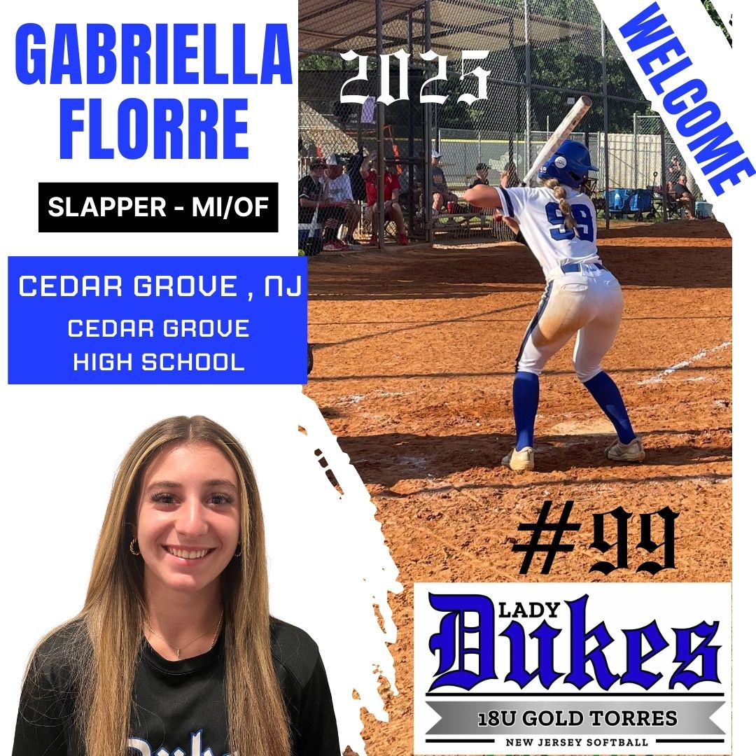 2⃣0⃣2⃣5⃣Slapper - MI/OF Gabby Florre comes from 16U Gold Torres too!  Gabby's speed on the basepath will be a tremendous help in our line up, as well as in the outfield.  Gabby helped bring her high school team a state championship this year with 29 stolen bases, 42 runs scored