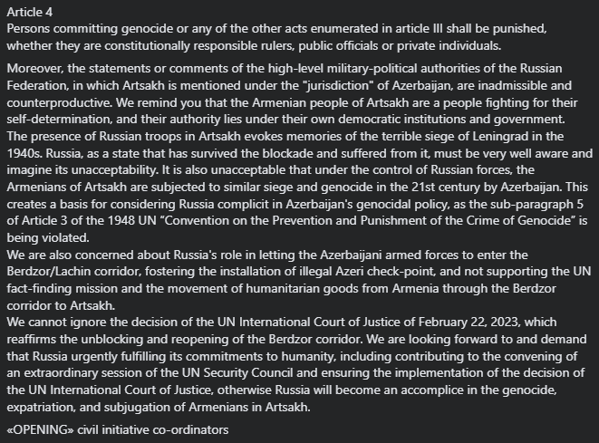 MherKG's tweet photo. Message to Russian Embassy in Republic of Armenia from The "OPENING" civil initiative. https://t.co/T0DJBmKZEp