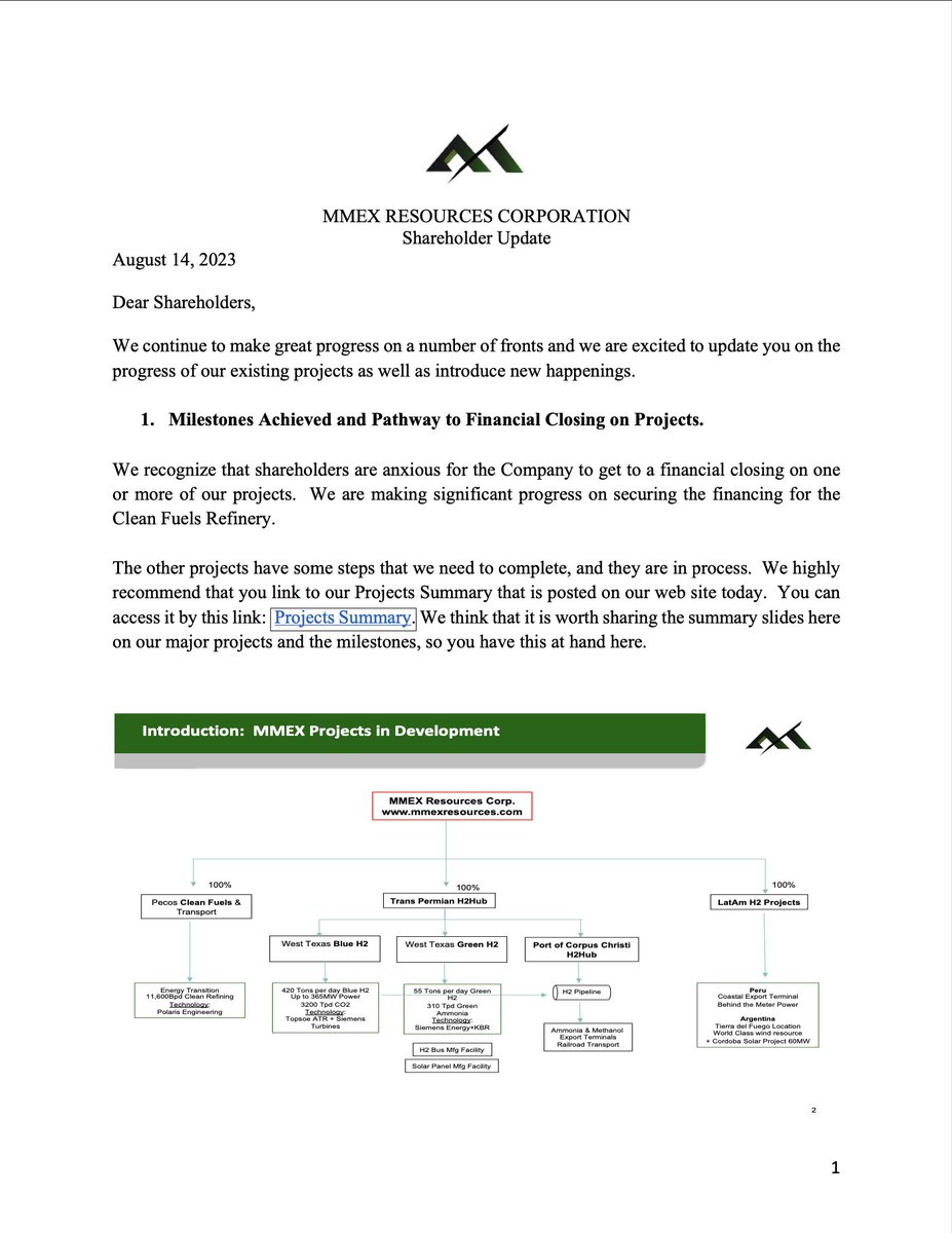 MMEXresources's tweet photo. Shareholder Update, August 14th, 2023: https://t.co/LvrFxe7W03