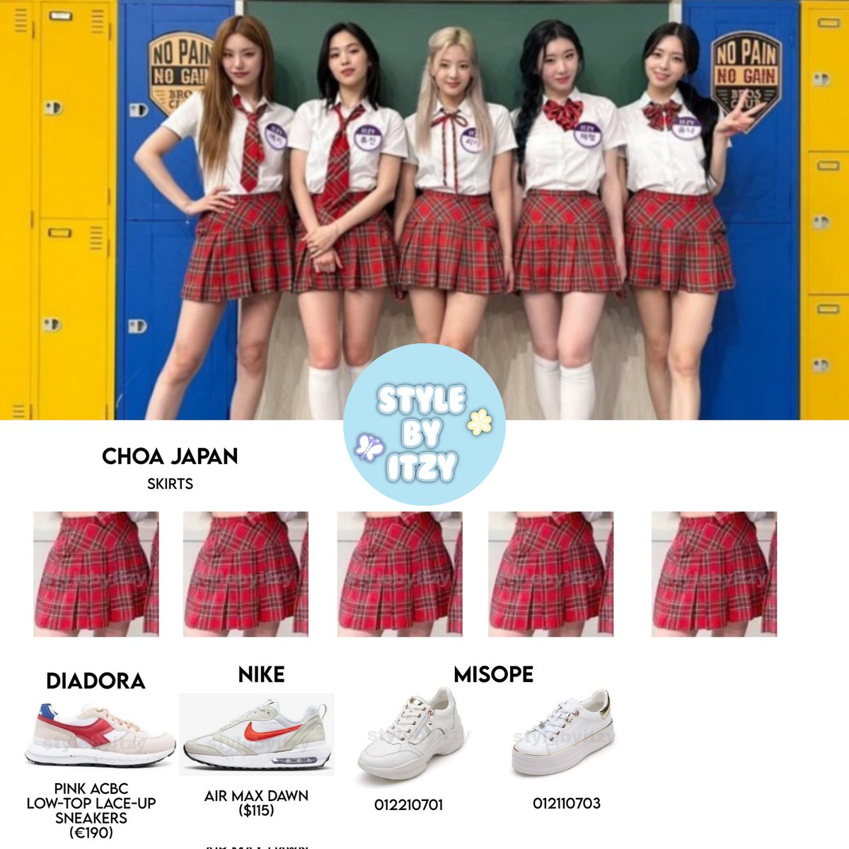 stylebyitzy's tweet photo. #ITZY JTBC Knowing Brothers 
Wearing #Choa_Japan #Diadora #Nike #Misope #VintageHollywood #Roaju #JEstina https://t.co/m4mYdnDqGN