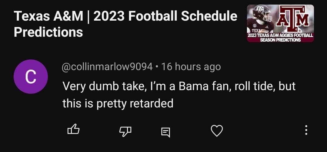 AsherTrasherYT's tweet image. Gosh, look at all these goofballs trying to leave hate comments. It's a prediction. not a dick. Don't take it so hard. 

#hatecomments #youtube #youtuber #collegefootball #football