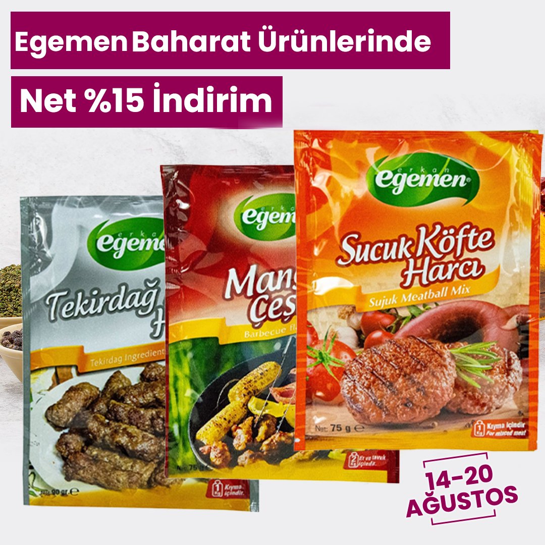 🧂Egemen baharat ürünlerinde %15 indirim
📲Hemen sipariş vermek için farksepeti.com a tıklayabilirsiniz
#egemenbaharat #baharat #çeşni #market #süpermarket
