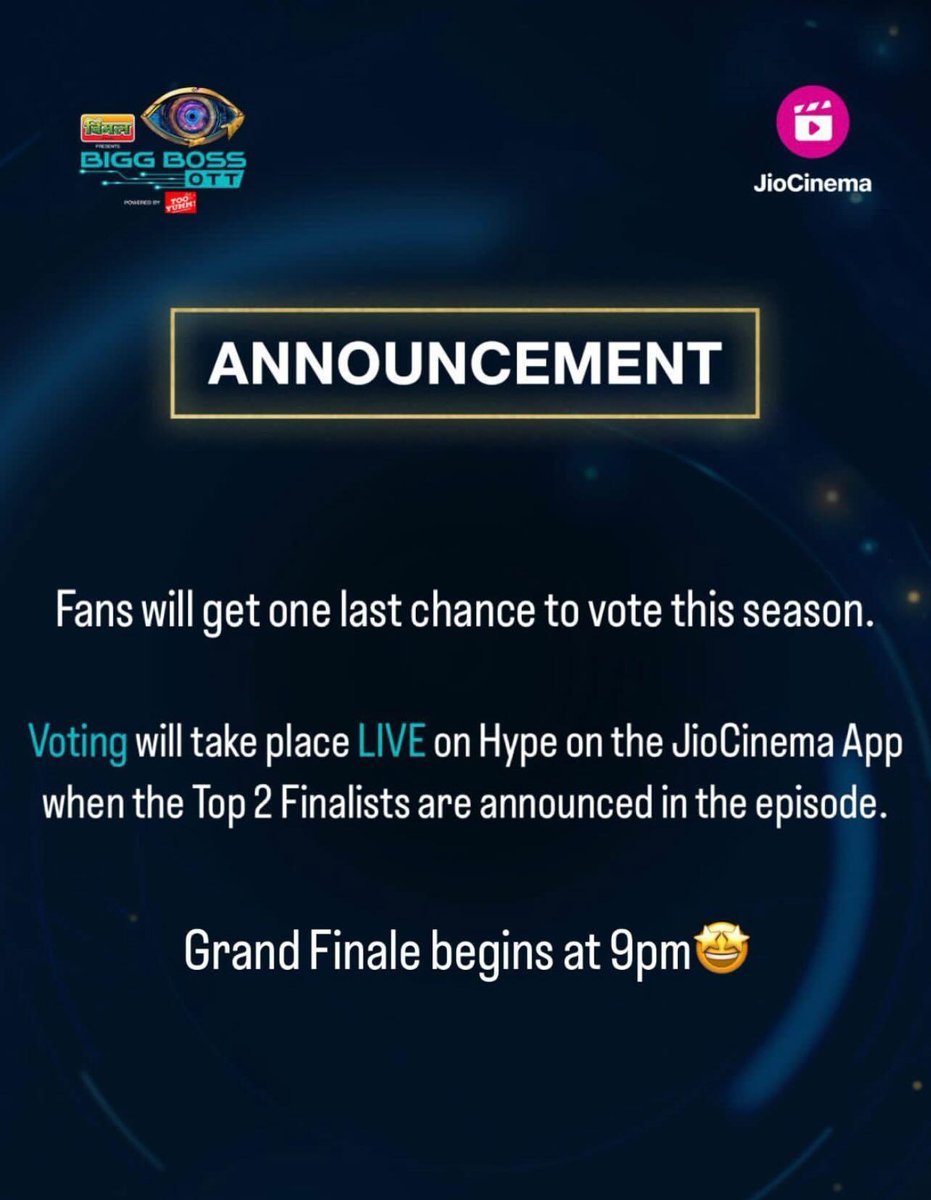 Guys, Ready rehna Elvish Bhai ko vote karne k liye. Isliye #ElvishArmy𓃵 sab Aaj live rehna 9pm se.
#BiggBossOTT2Finale HISTORIC WILDCARD ELVISH