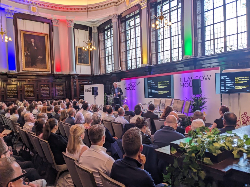 Glasgow_Chamber's tweet photo. Standing room only at today's 'Glasgow's Golden Z' event
Pleased to see such a wide cross-section of Glasgow city stakeholders turn up to learn and discuss the new aligned strategic vision for the #GoldenZ, which is critical to the city's future identity. https://t.co/LPjOYrI6Ik