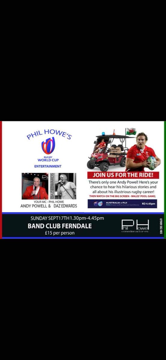 Andy Powell is at the club on Sunday the 17th September, 1.30pm to 4.45pm with entertainment from Daz Edwards. Message the page for tickets 🔵🔴