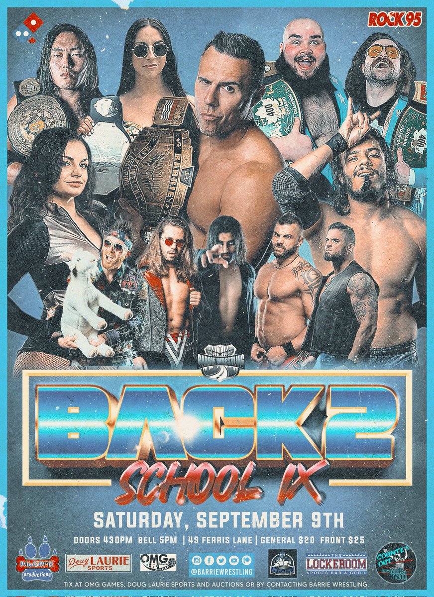Saturday, Sept. 9 Back 2 School 9 A match of unfinished business, with the Barrie Wrestling Championship on the line. @HoldenPro challenges @REALJohnAtlas for the Barrie Wrestling Championship! #BarrieWrestling #Back2School