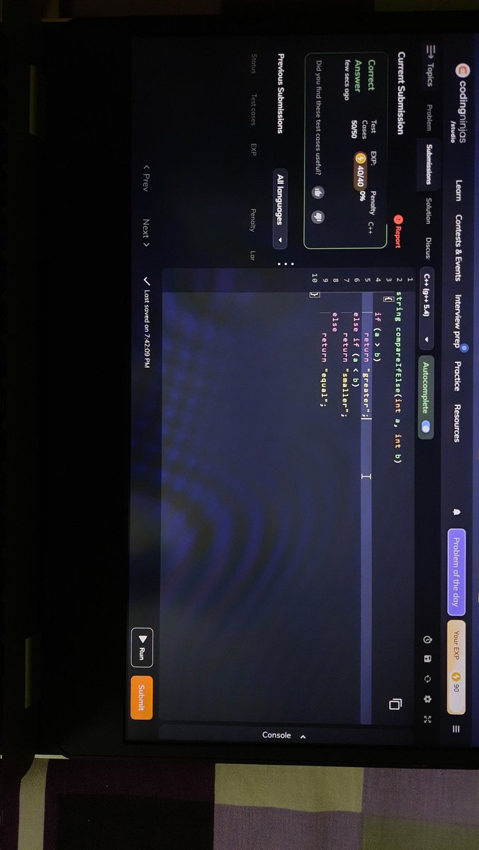 w78060071's tweet photo. Coding Ninjas Slaygrou PS number 2 solved 25/25 test cases. I tried two different codes only my 15 test cases were passed after realizing that i did a mistake in reading the problem statement. #NinjaSlayground #CodingNinjasStudio 
@CodingNinjasOff 
@drinkslaycoffee https://t.co/583bgfs6pA