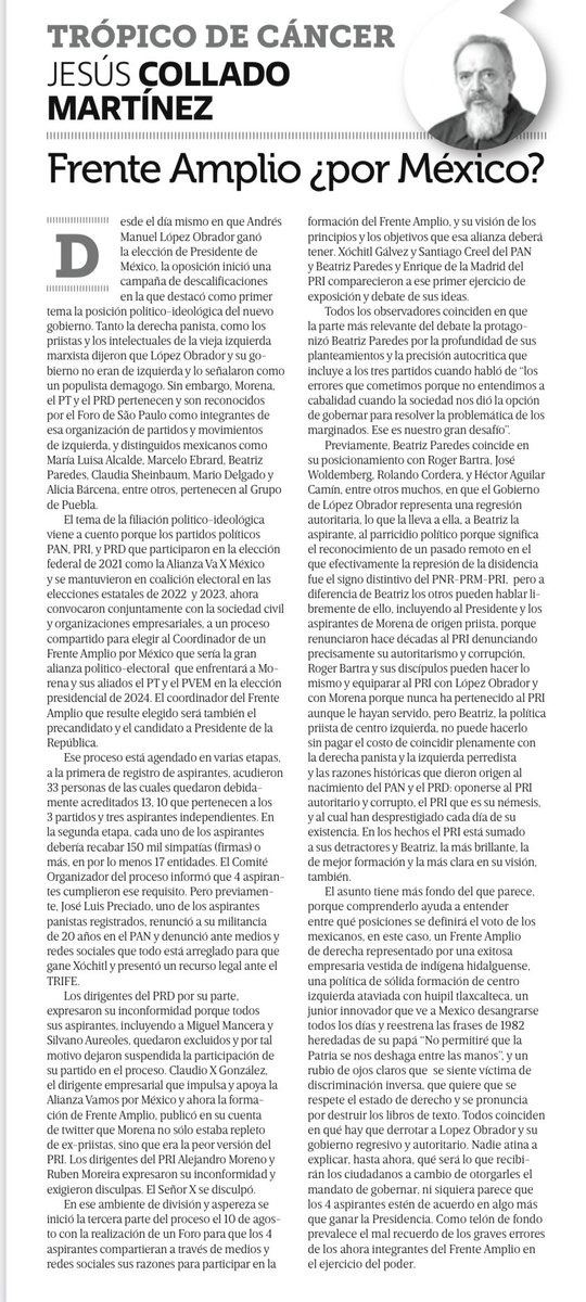 Chuchocm's tweet photo. Expreso Press/Tamaulipas
14 de agosto de 2023
FRENTE AMPLIO ¿POR MÉXICO? https://t.co/gidNle2MDo