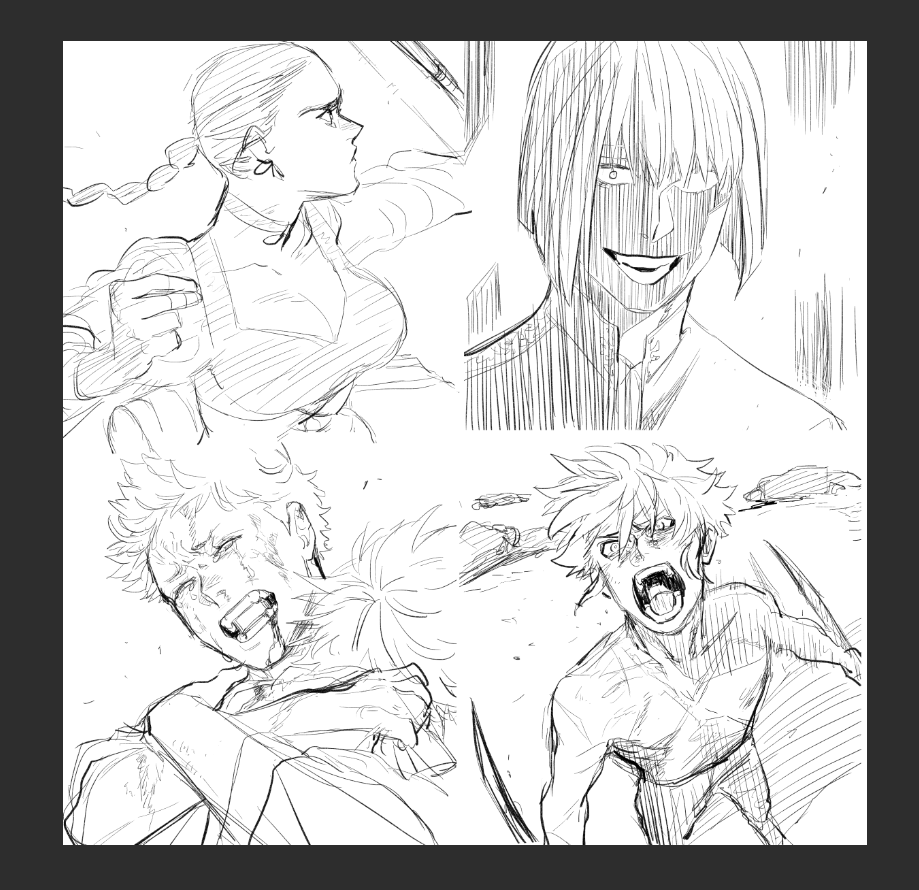 この辺もイキイキ描いてんな～と思う(普段が楽しくないとかじゃないんだけど気楽に線引いてて好きなものしか描かないぞみたいな) 
