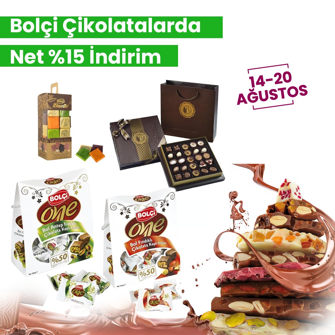 🍫Bolçi Bolu çikolatalarında süper fırsat
📲Hemen sipariş vermek için farksepeti.com a tıklayabilirsiniz
#bolçi #boluçikolatası #çikolata #market #süpermarket #indirim