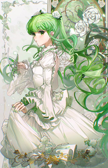 「green nails parted lips」 illustration images(Latest)