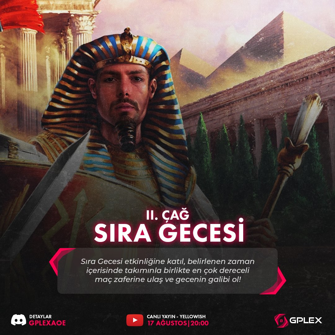 gplextr's tweet photo. Yellowish ile Sıra Gecesi Etkinliği, II. Çağ ile birlikte GPLEX’te devam ediyor!

İkincisini düzenlediğimiz Sıra Gecesi etkinliğinde belirlenen süre boyunca takımınla birlikte dereceli maçlarda en çok zaferi kazan ve gecenin şampiyonu ol!🌟 https://t.co/km9A4tScE6