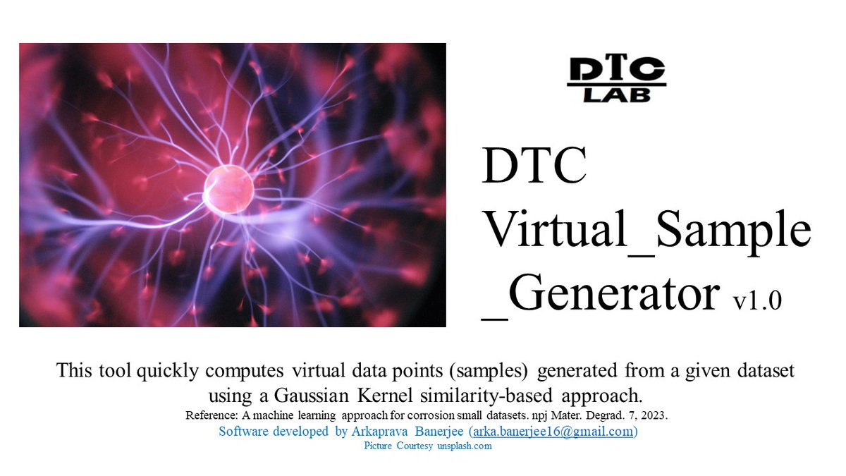 krin2010's tweet photo. Another Small Tool from the DTC Laboratory, Jadavpur University :
DTC Virtual Sample Generator v1.0
This may be helpful to expand small Training sets for #QSAR / #QSPR / #MachineLearning model generation
Developed by Arkaprava Banerjee, Jadavpur University
https://t.co/aOjfhMW07g https://t.co/UreUNAfoF4