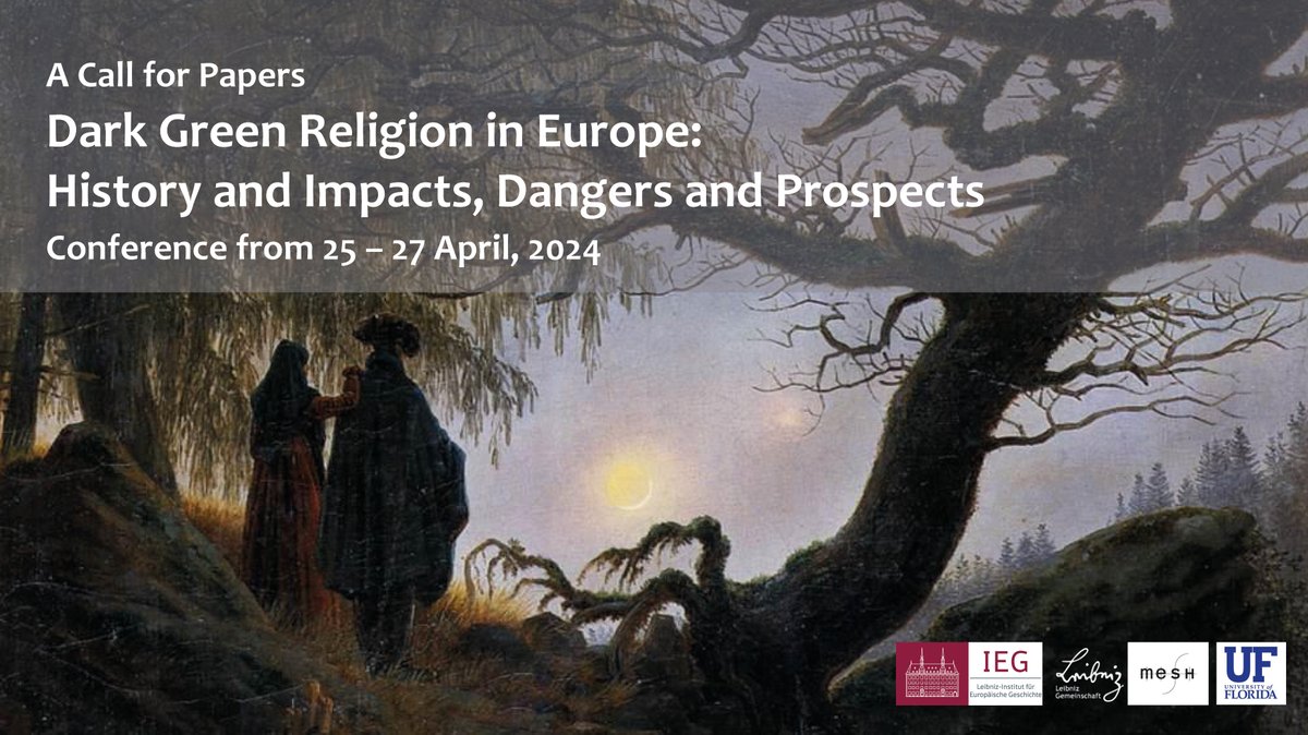 Interested in dark green spiritualities and ideas of the nature sacred in European societies since the 18th century? Then join <a href="/BronTaylor/">Bron Taylor</a>, <a href="/KateElizRigby/">Kate Rigby</a> and me in April 2024 <a href="/IEG_Mainz/">IEG Mainz</a>
Deadline for Abstracts is 15 October 2024 #DGREurope #envhum #envhist tinyurl.com/2dzn8yuu