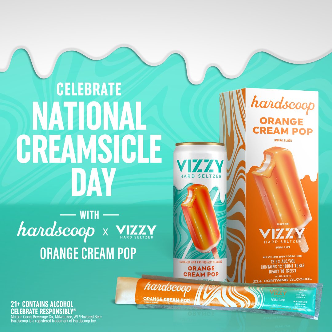 Vizzy Hard Seltzer x Hardscoop Orange Cream Pops ARE HERE! 🍊🍦Inspired by the flavors of Vizzy Orange Cream Pop, this dairy based treat is a VIBE. Celebrate #NationalCreamsicleDay with us & scoop your box. Available while supplies last: hardscoop.com/products/orang…