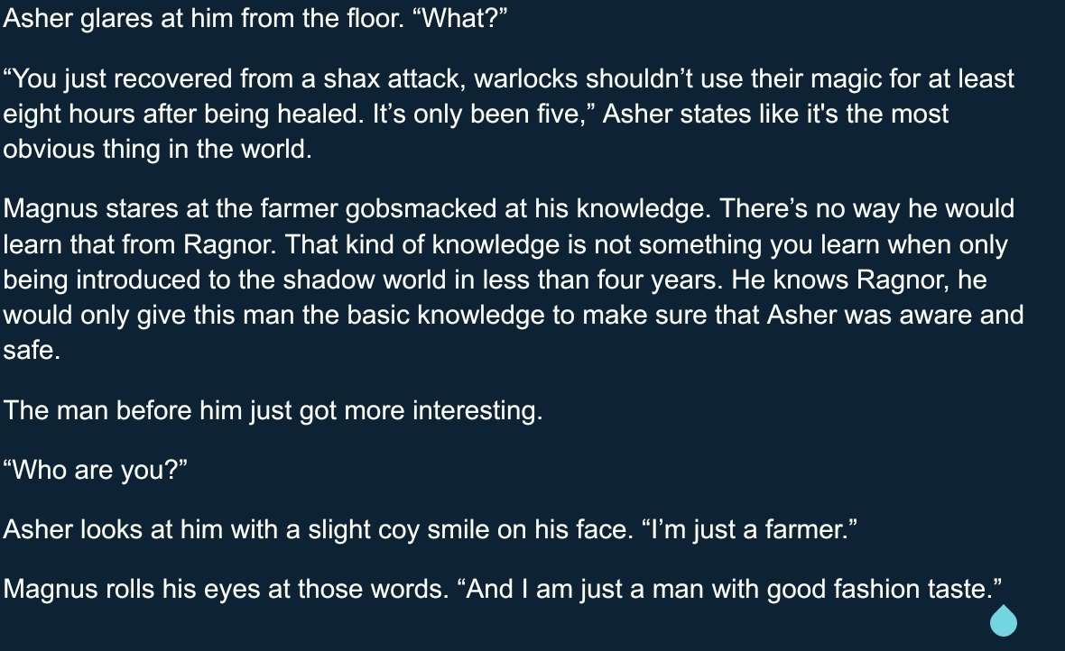 All aboard snark central! Who is this mysterious farmer named Asher? 🤔 Guess you have to wait til posting day for the <a href="/MalecServer/">Malec Discord Server</a> #shmb2023 🤭

The lovely team 💜
Artist: <a href="/Jevan_M20/">...</a> 
Beta: <a href="/jjsilverheart/">Jᴇᴍ</a>