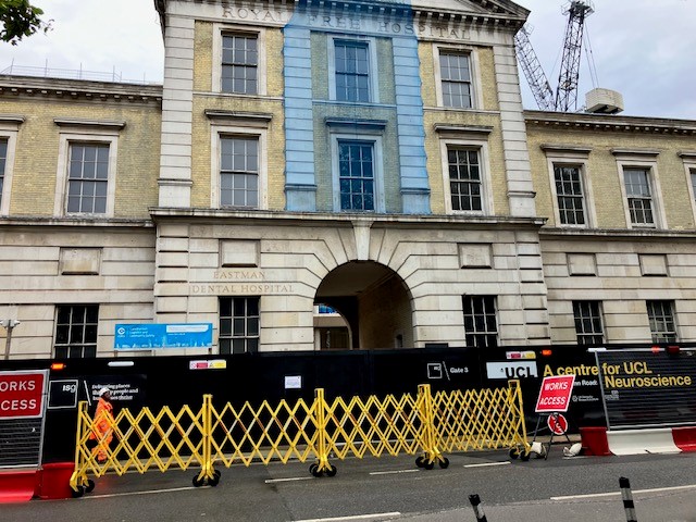UCLogisticsMail's tweet photo. The UCL Logistics team visited 256 Grays Inn Road, the new centre of Neuroscience, to see the brilliant project progress &amp; start planning ahead for the services we will be providing for the building opening in 2024🦺 https://t.co/G4h1nBf0zP