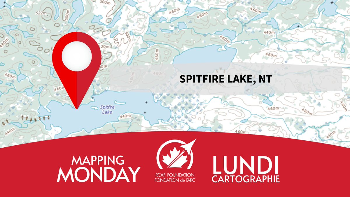 rcaf_foundation's tweet photo. This #MappingMonday we are visiting Spitfire Lake in Northwest Territories, which is located 154 kilometres north of Uranium City, Saskatchewan. It is named after the iconic Second World War fighter plane used by @RCAF_ARC. https://t.co/comJB47GtX