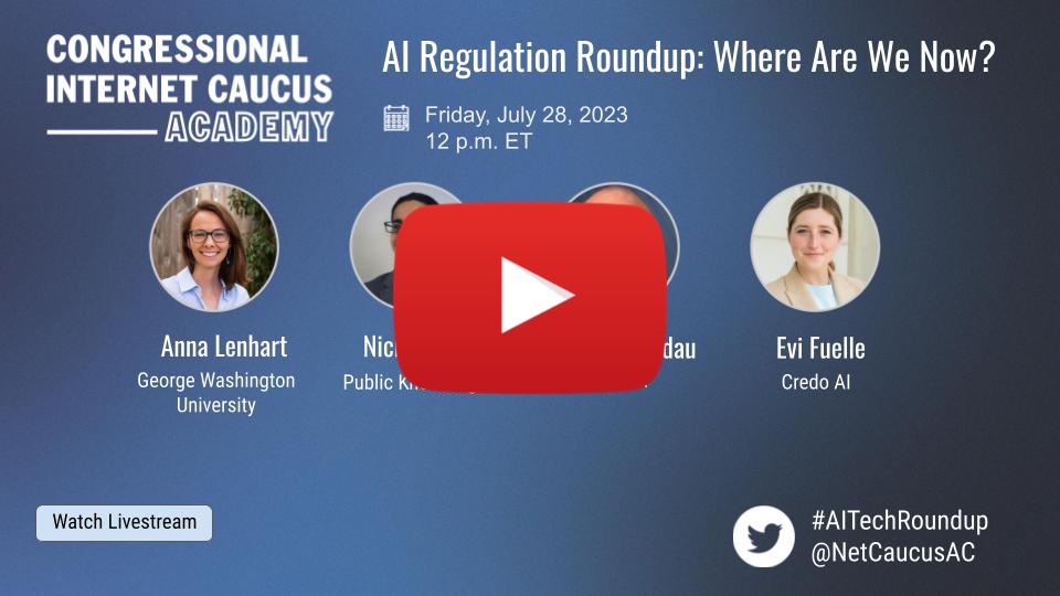 Internet Caucus AC (@netcaucusac) on Twitter photo 📢 Watch July's Rayburn briefing: "AI Regulation Roundup" 🤖📊 Audio and transcripts, too. #AIRegulation
🎥 ➡️ Video youtu.be/m4mHK1Q7SAs
🔊 ➡️ Transcript w/ audio otter.ai/u/n0gnEwOsUE3n…
📄 ➡️ PDF netcaucus.org/wp-content/upl…
<a href="/NicholasPGarcia/">Nicholas P. Garcia</a> <a href="/AnnaCLenhart/">Anna Lenhart</a> <a href="/PatentJosh/">Joshua Landau</a> <a href="/EviFuelle/">Evi Fuelle</a>. 📢 Watch July's Rayburn briefing: "AI Regulation Roundup" 🤖📊 Audio and transcripts, too. #AIRegulation
🎥 ➡️ Video youtu.be/m4mHK1Q7SAs
🔊 ➡️ Transcript w/ audio otter.ai/u/n0gnEwOsUE3n…
📄 ➡️ PDF netcaucus.org/wp-content/upl…
<a href="/NicholasPGarcia/">Nicholas P. Garcia</a> <a href="/AnnaCLenhart/">Anna Lenhart</a> <a href="/PatentJosh/">Joshua Landau</a> <a href="/EviFuelle/">Evi Fuelle</a>.